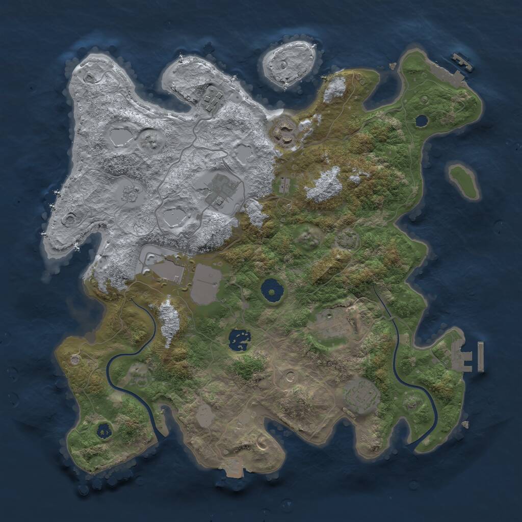 Rust Map: Procedural Map, Size: 3500, Seed: 1121125386, 13 Monuments