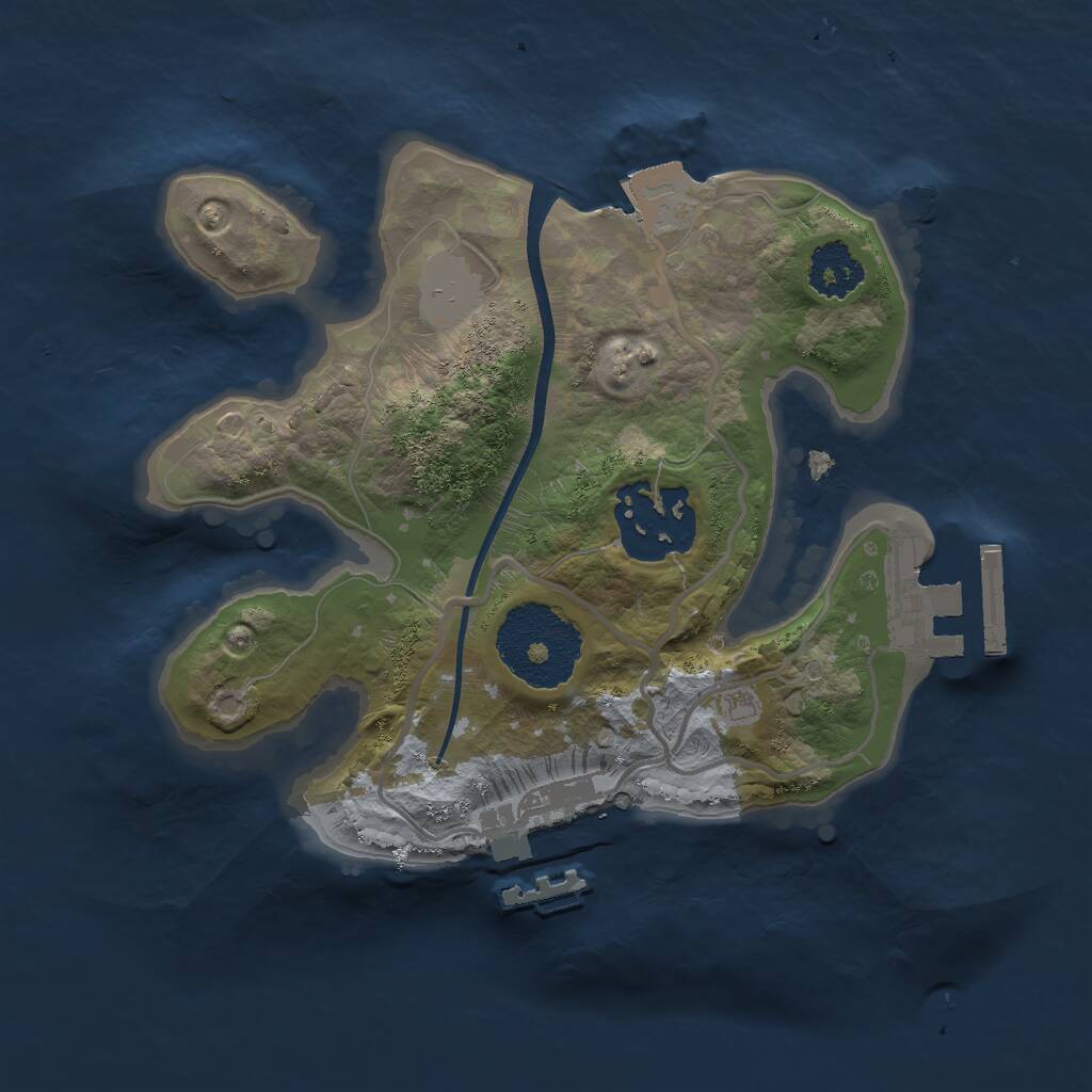 Rust Map: Procedural Map, Size: 2000, Seed: 1070587153, 4 Monuments