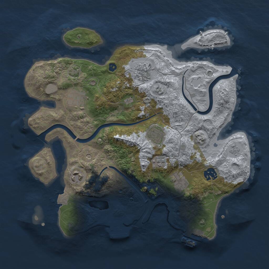 Rust Map: Procedural Map, Size: 3200, Seed: 1105631175, 13 Monuments