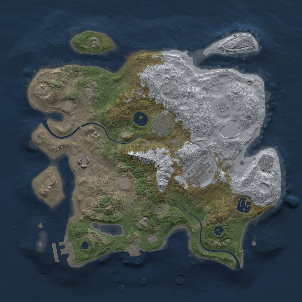 Rust Map: Procedural Map, Size: 3200, Seed: 1105631175, 11 Monuments