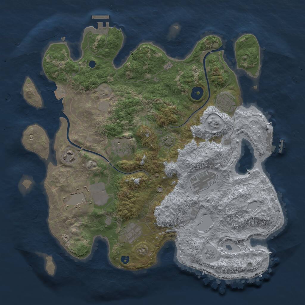 Rust Map: Procedural Map, Size: 3550, Seed: 1776719727, 11 Monuments