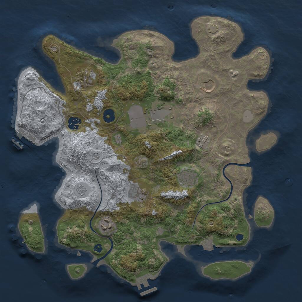 Rust Map: Procedural Map, Size: 3500, Seed: 1213435318, 14 Monuments