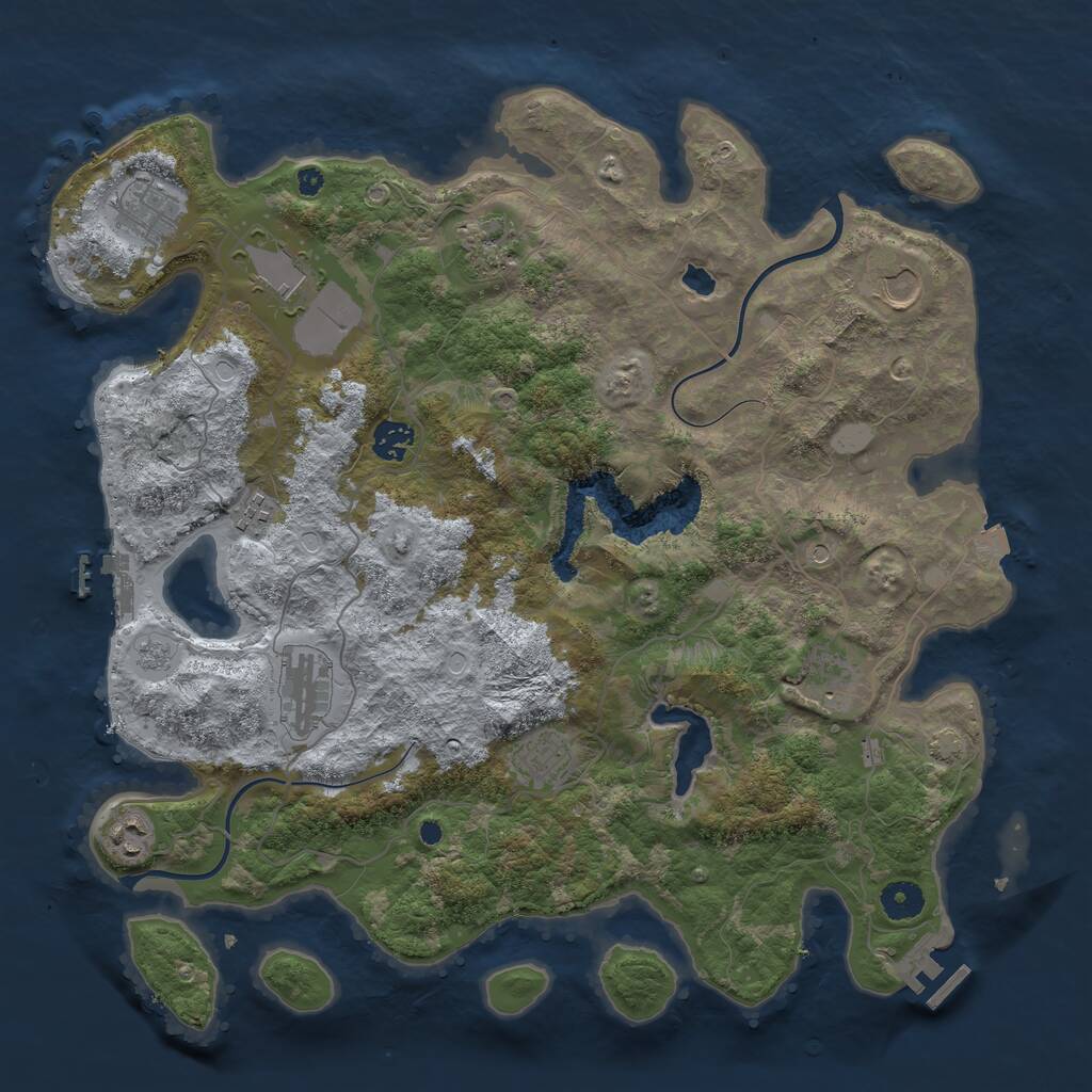 Rust Map: Procedural Map, Size: 4000, Seed: 605506917, 16 Monuments