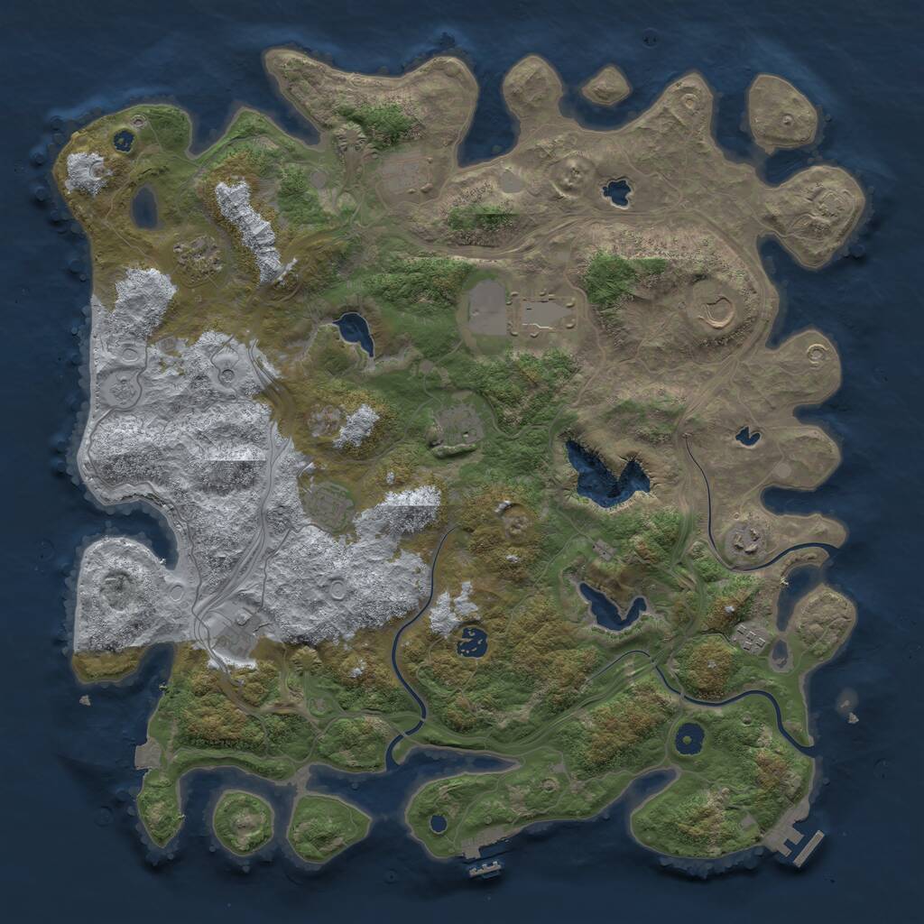 Rust Map: Procedural Map, Size: 4500, Seed: 1181725714, 16 Monuments