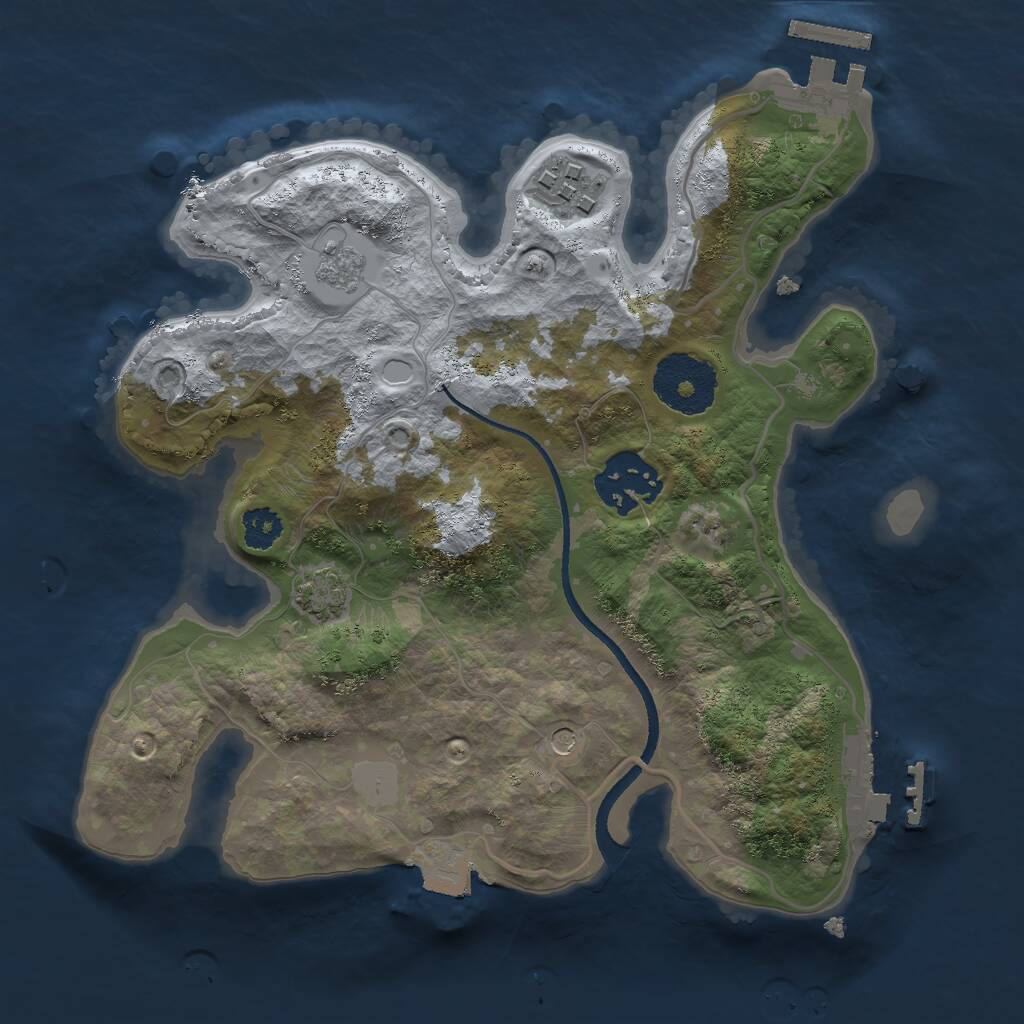 Rust Map: Procedural Map, Size: 2500, Seed: 287387715, 8 Monuments