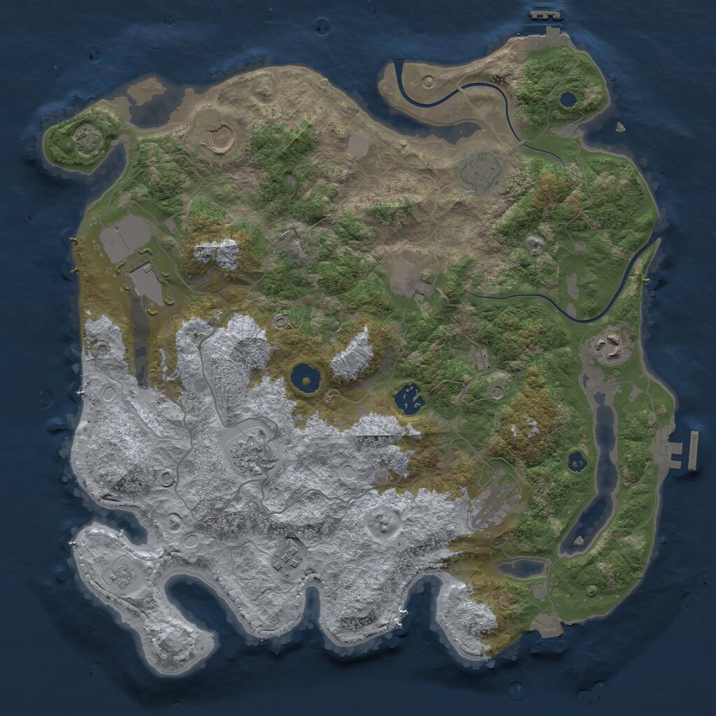 Rust Map: Procedural Map, Size: 3700, Seed: 870485843, 15 Monuments