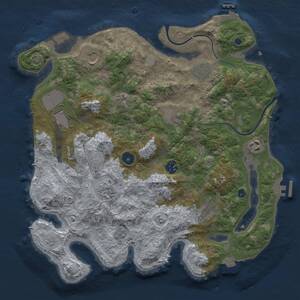 Thumbnail Rust Map: Procedural Map, Size: 3700, Seed: 870485843, 15 Monuments