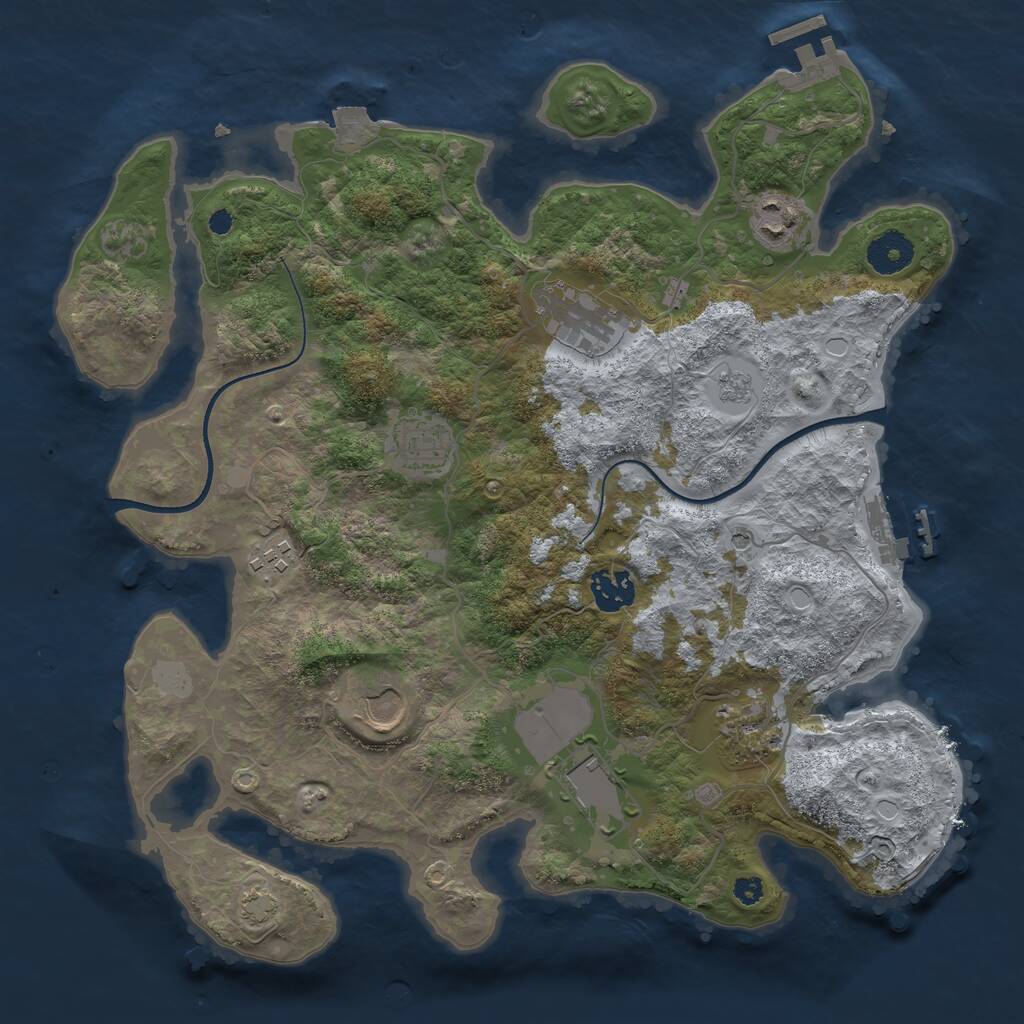 Rust Map: Procedural Map, Size: 3500, Seed: 551103123, 14 Monuments