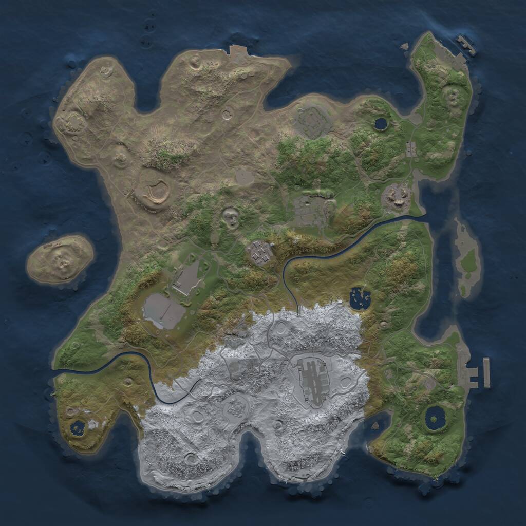 Rust Map: Procedural Map, Size: 3500, Seed: 283951, 14 Monuments