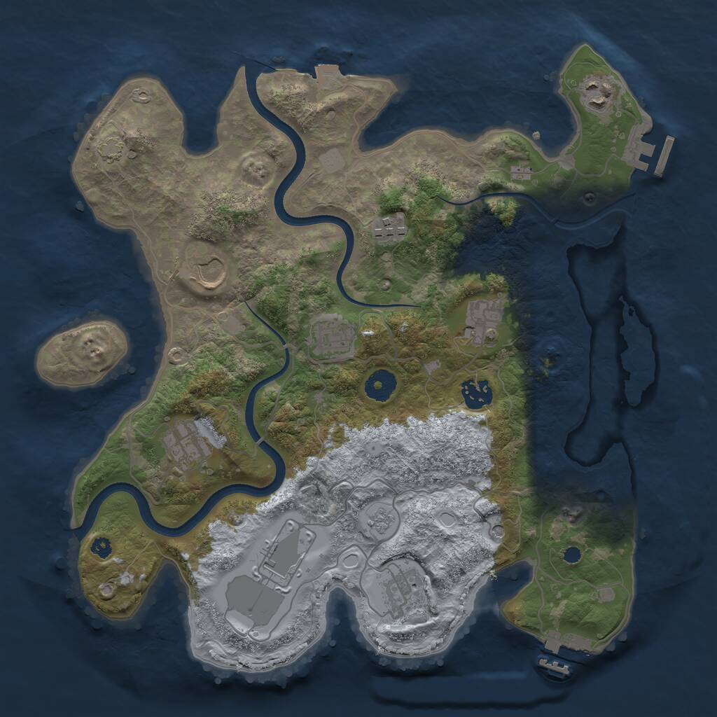 Rust Map: Procedural Map, Size: 3500, Seed: 283951, 15 Monuments