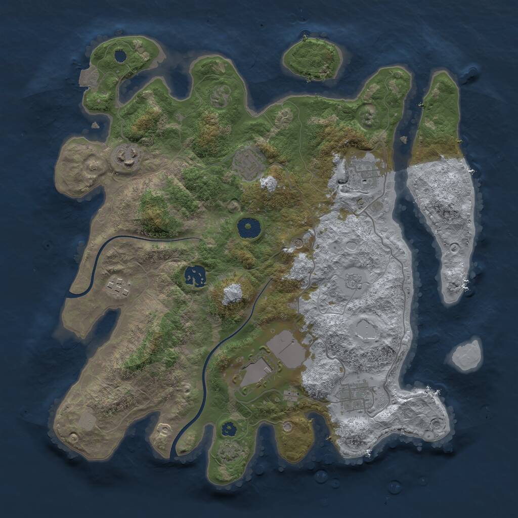 Rust Map: Procedural Map, Size: 3500, Seed: 409214, 11 Monuments