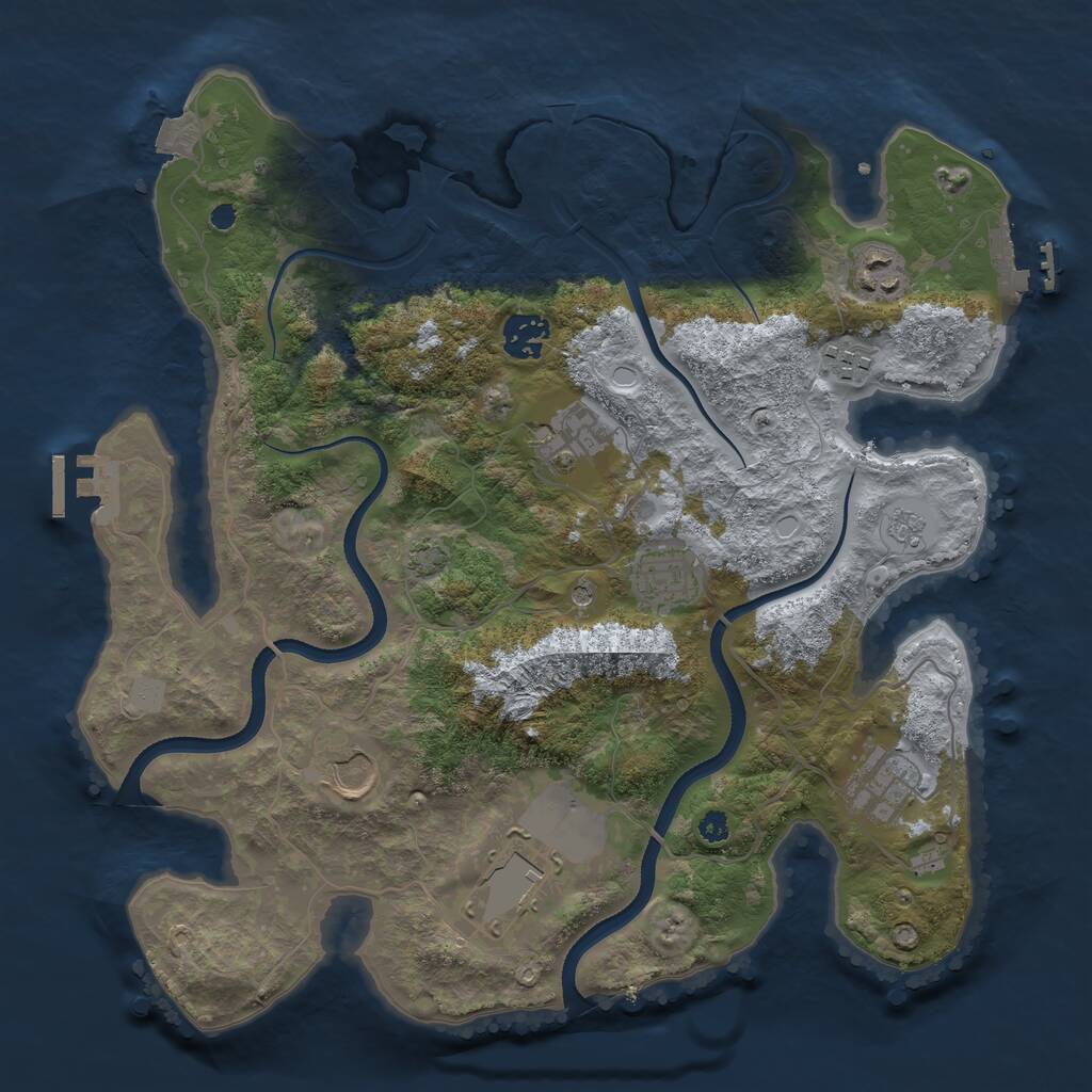 Rust Map: Procedural Map, Size: 3500, Seed: 901185684, 14 Monuments