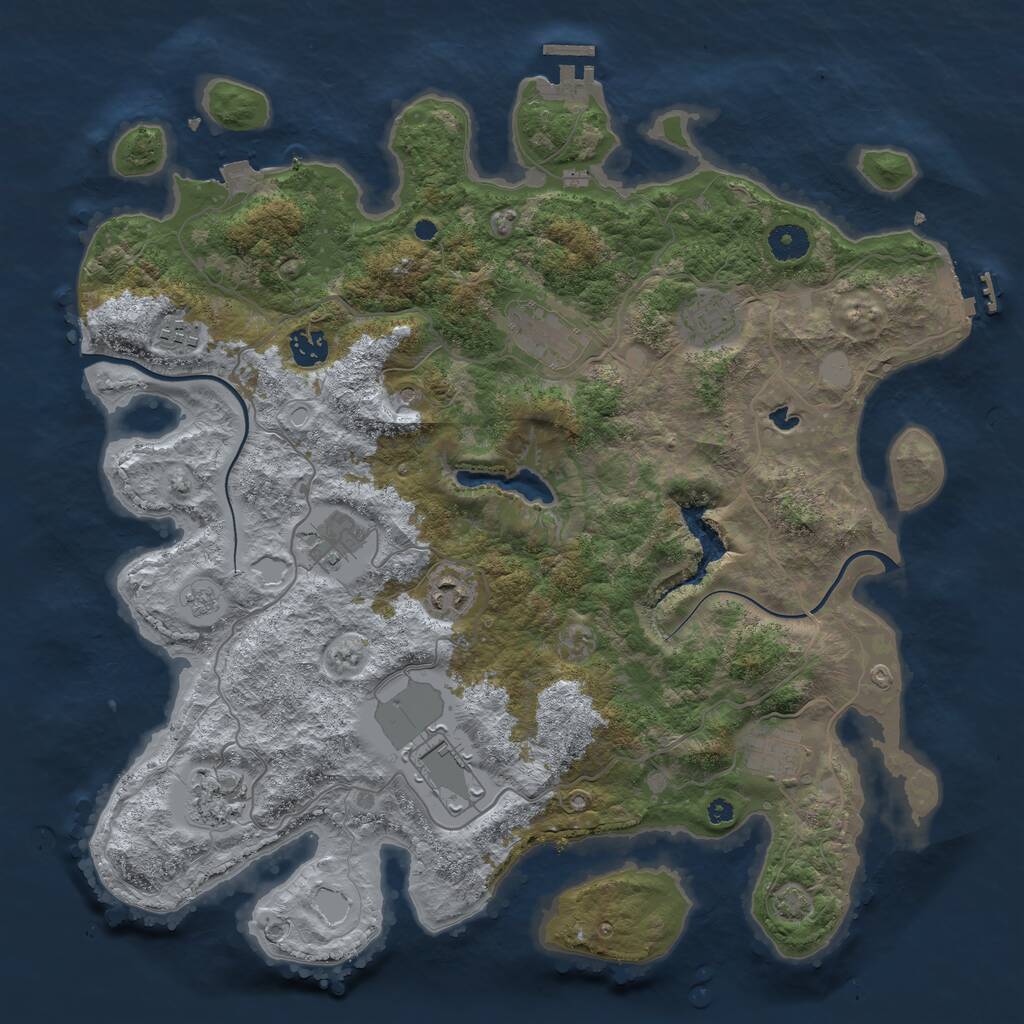 Rust Map: Procedural Map, Size: 4000, Seed: 4460, 15 Monuments