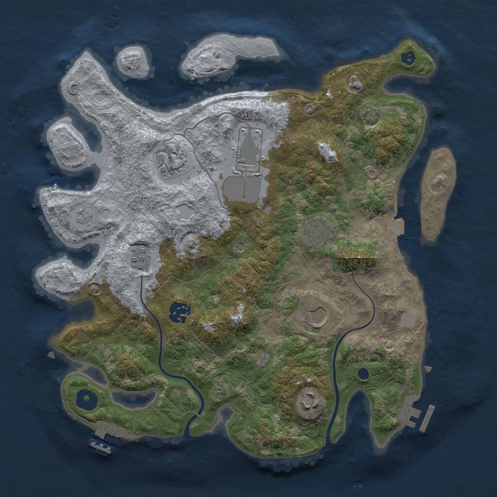 Rust Map: Procedural Map, Size: 3500, Seed: 992989620, 13 Monuments