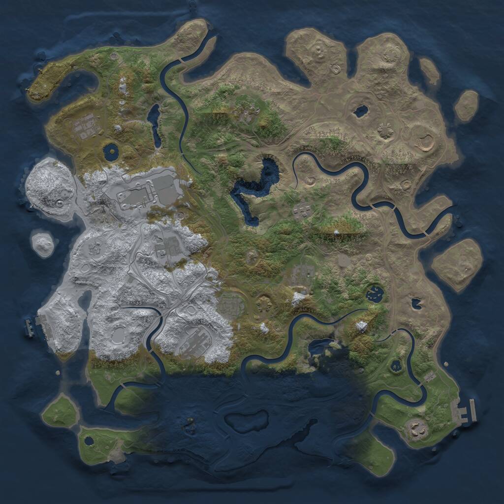 Rust Map: Procedural Map, Size: 4500, Seed: 54719843, 17 Monuments