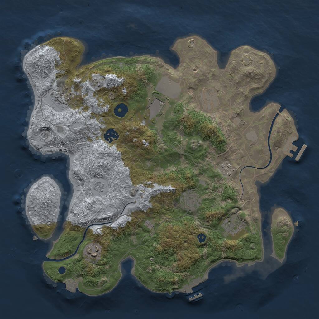 Rust Map: Procedural Map, Size: 3500, Seed: 1258215, 14 Monuments