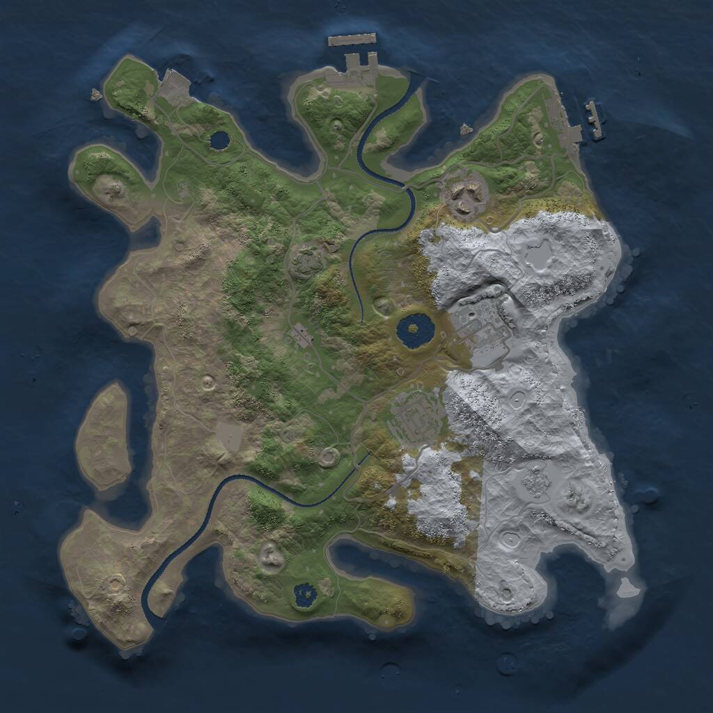 Rust Map: Procedural Map, Size: 3000, Seed: 14026, 8 Monuments