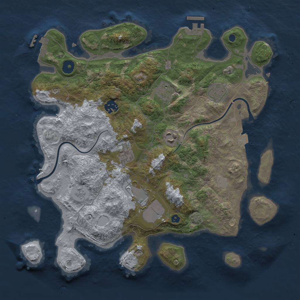 Rust Map: Procedural Map, Size: 3500, Seed: 16583197, 12 Monuments