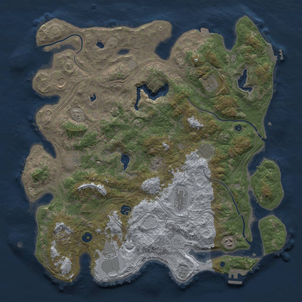 Rust Map: Procedural Map, Size: 4500, Seed: 202930450, 16 Monuments
