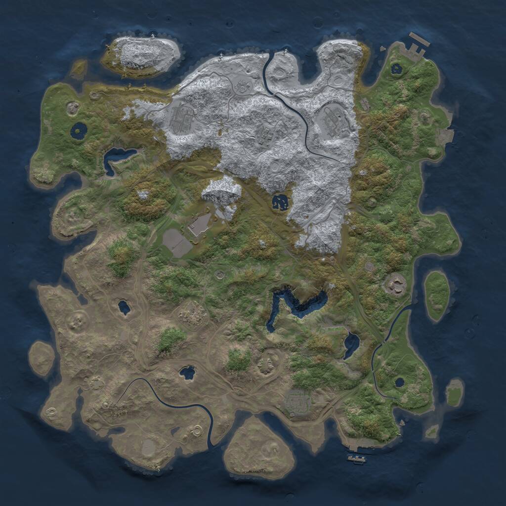 Rust Map: Procedural Map, Size: 4500, Seed: 1720992156, 14 Monuments