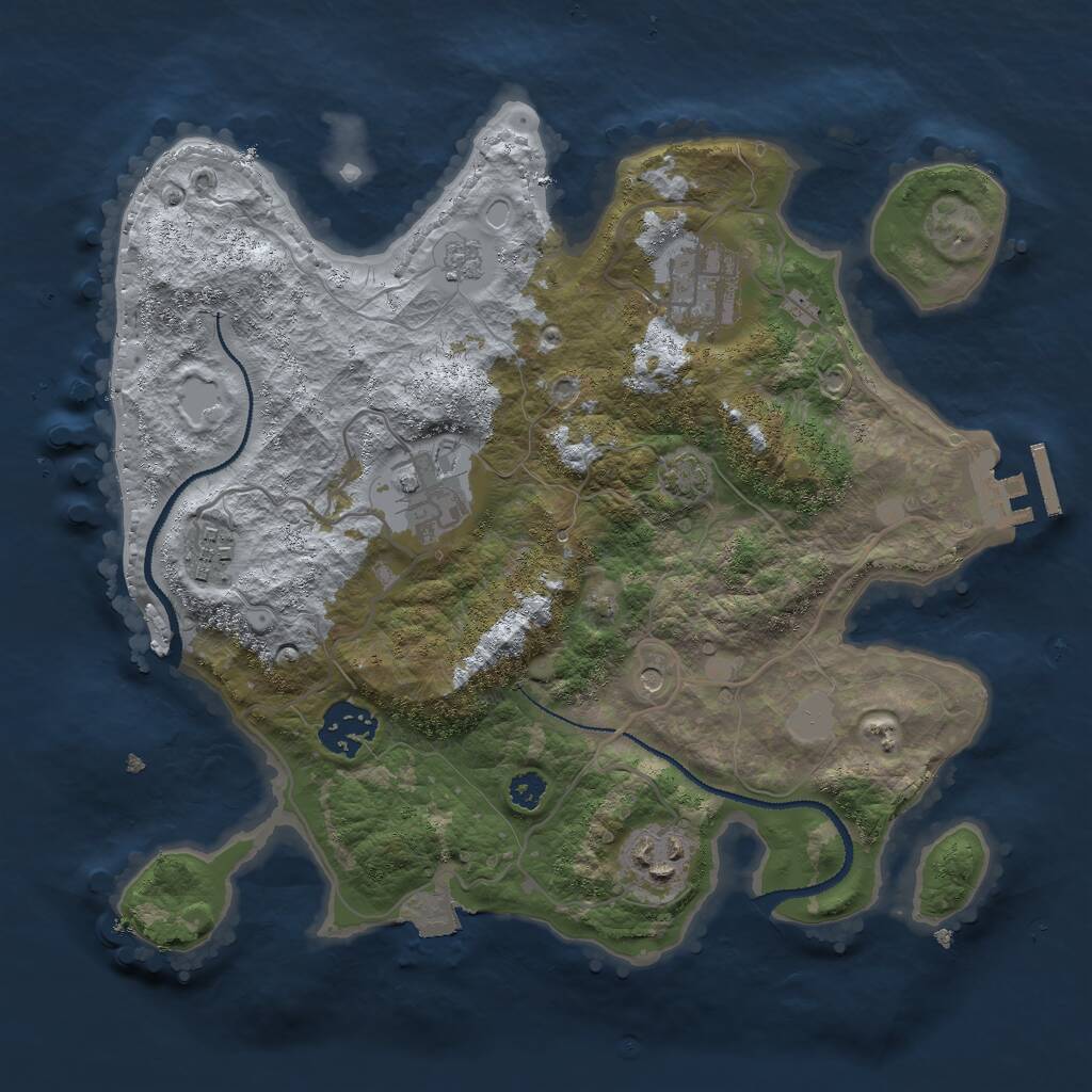 Rust Map: Procedural Map, Size: 3000, Seed: 1017871617, 10 Monuments