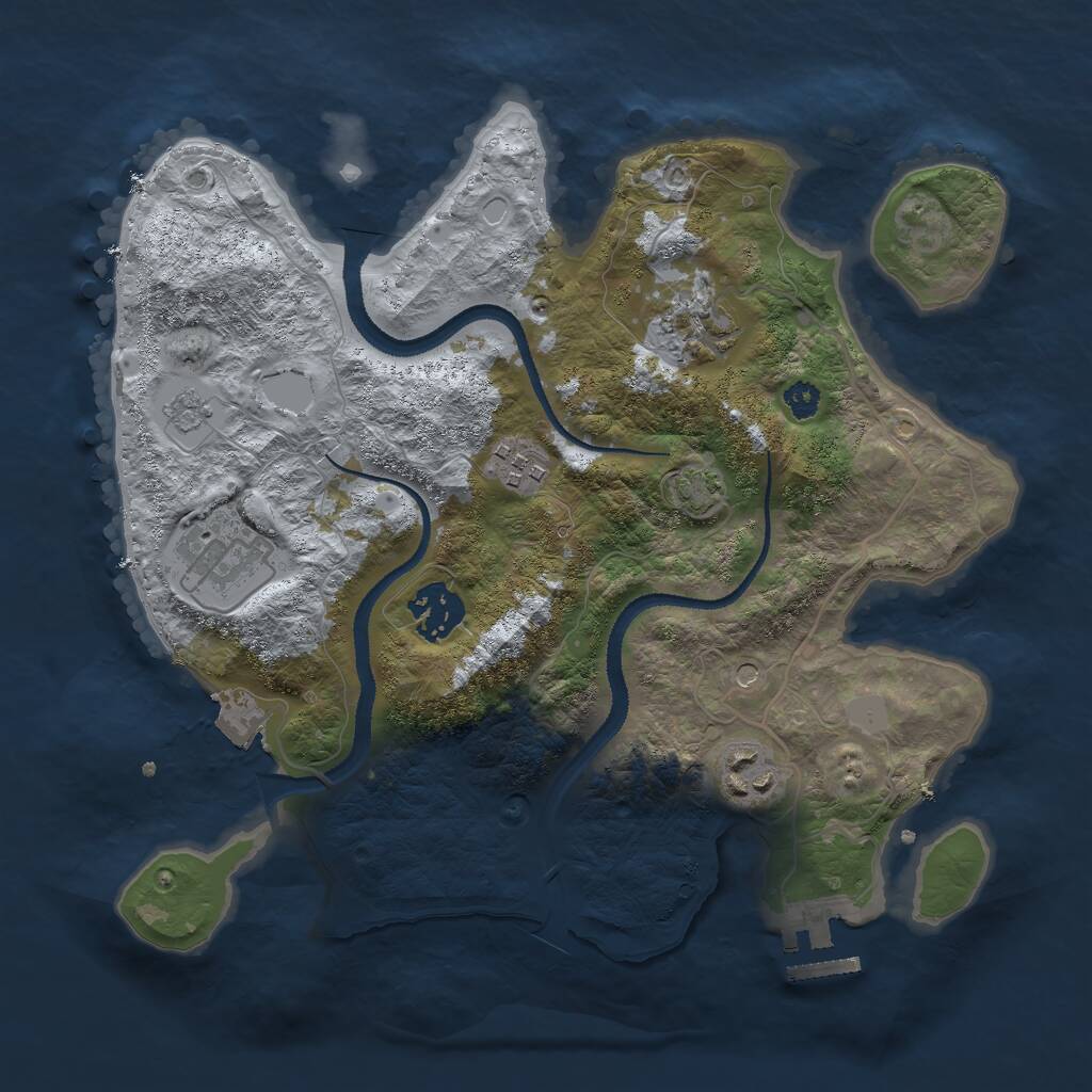 Rust Map: Procedural Map, Size: 3000, Seed: 1017871617, 10 Monuments