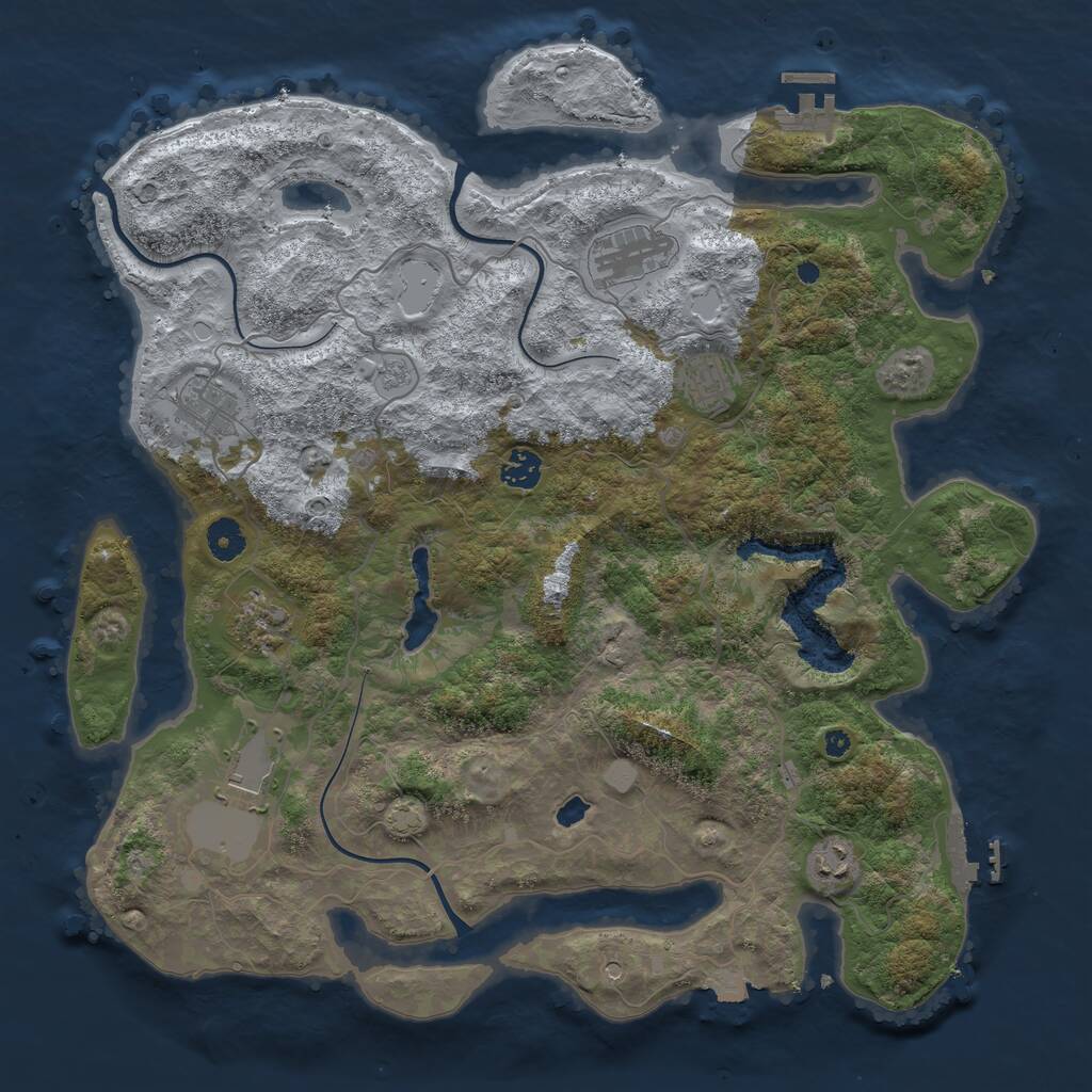 Rust Map: Procedural Map, Size: 4090, Seed: 836199266, 13 Monuments