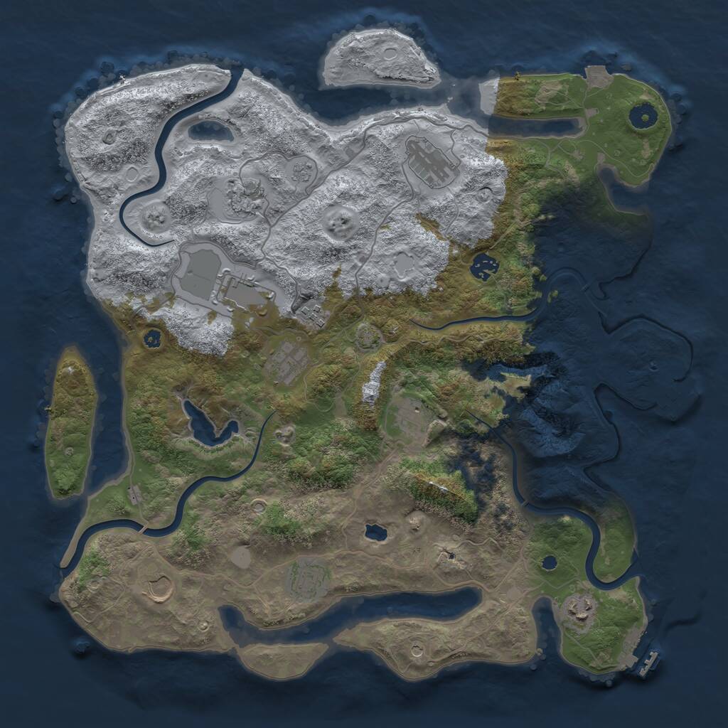 Rust Map: Procedural Map, Size: 4090, Seed: 836199266, 16 Monuments