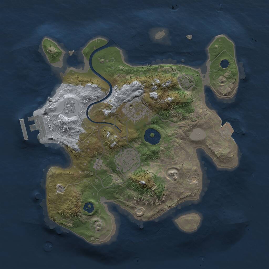 Rust Map: Procedural Map, Size: 2500, Seed: 1444135461, 6 Monuments