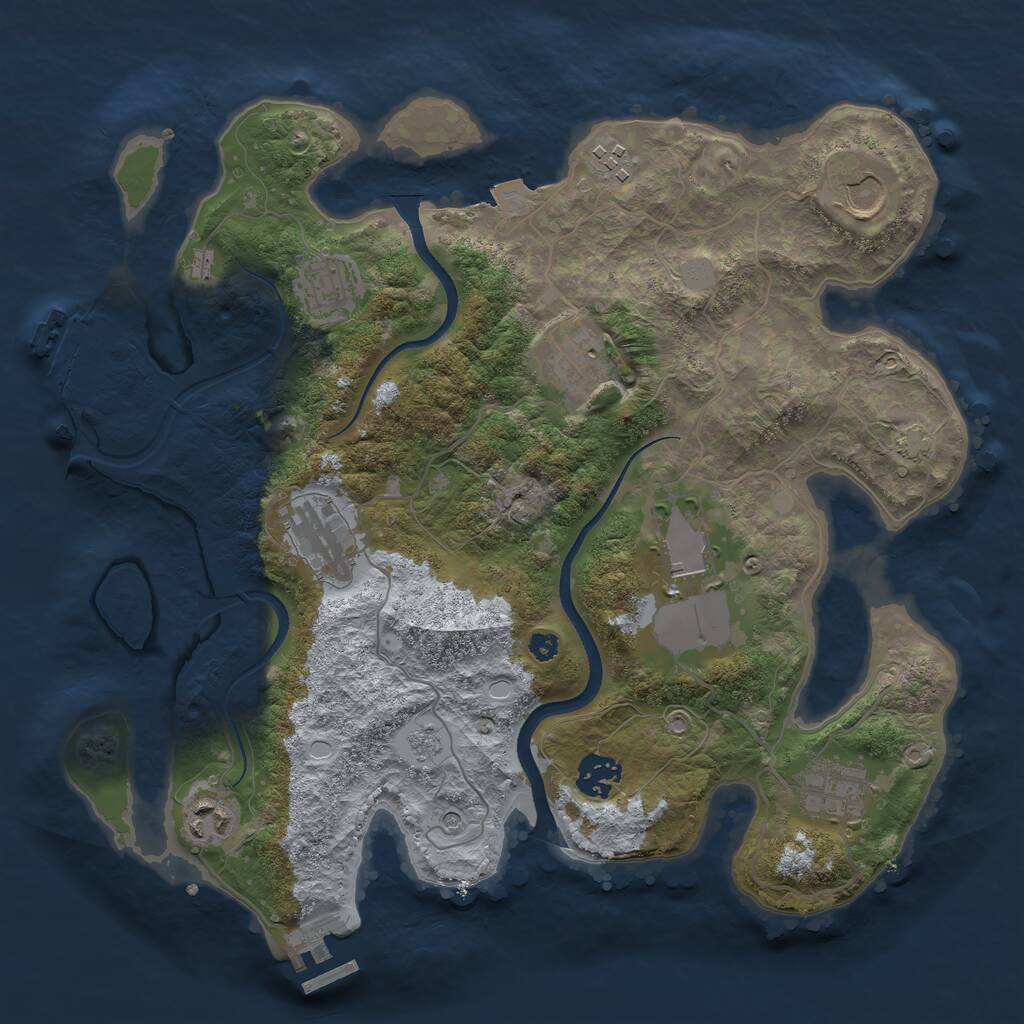Rust Map: Procedural Map, Size: 3500, Seed: 1666256638, 17 Monuments