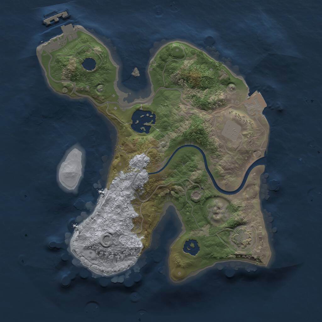 Rust Map: Procedural Map, Size: 2000, Seed: 1953862830, 4 Monuments