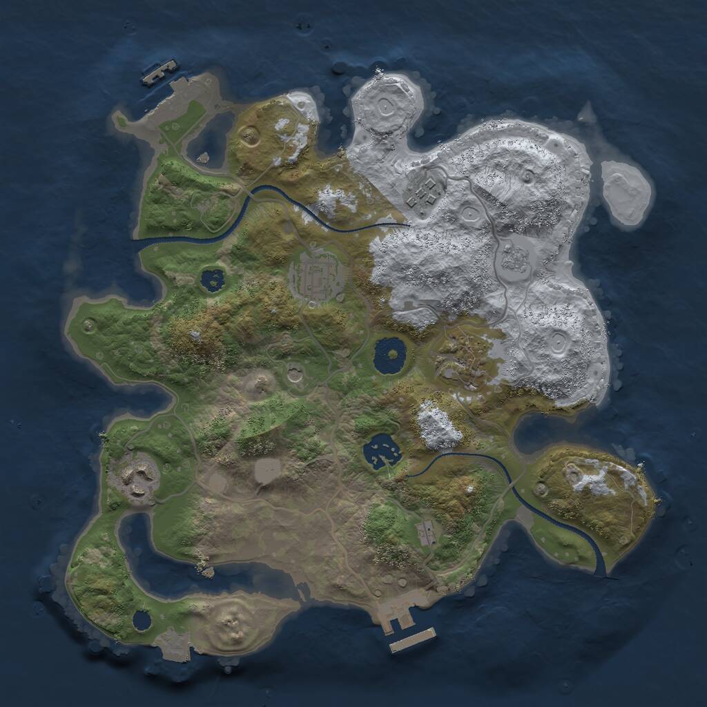 Rust Map: Procedural Map, Size: 3000, Seed: 5550049, 10 Monuments