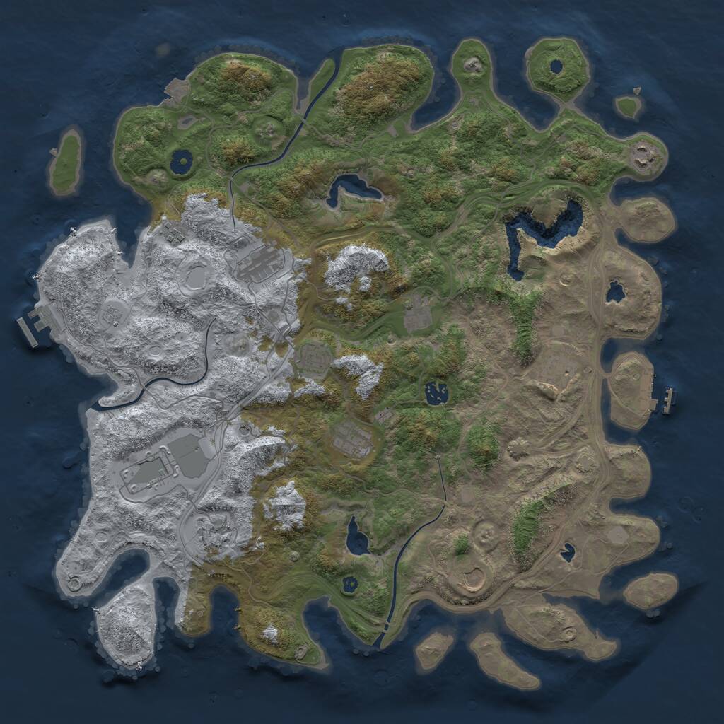 Rust Map: Procedural Map, Size: 4500, Seed: 2051295466, 17 Monuments