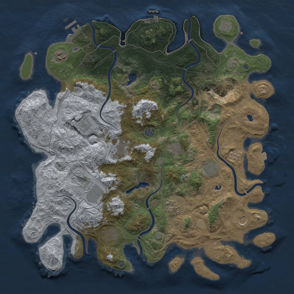 Rust Map: Procedural Map, Size: 4500, Seed: 2051295466, 19 Monuments