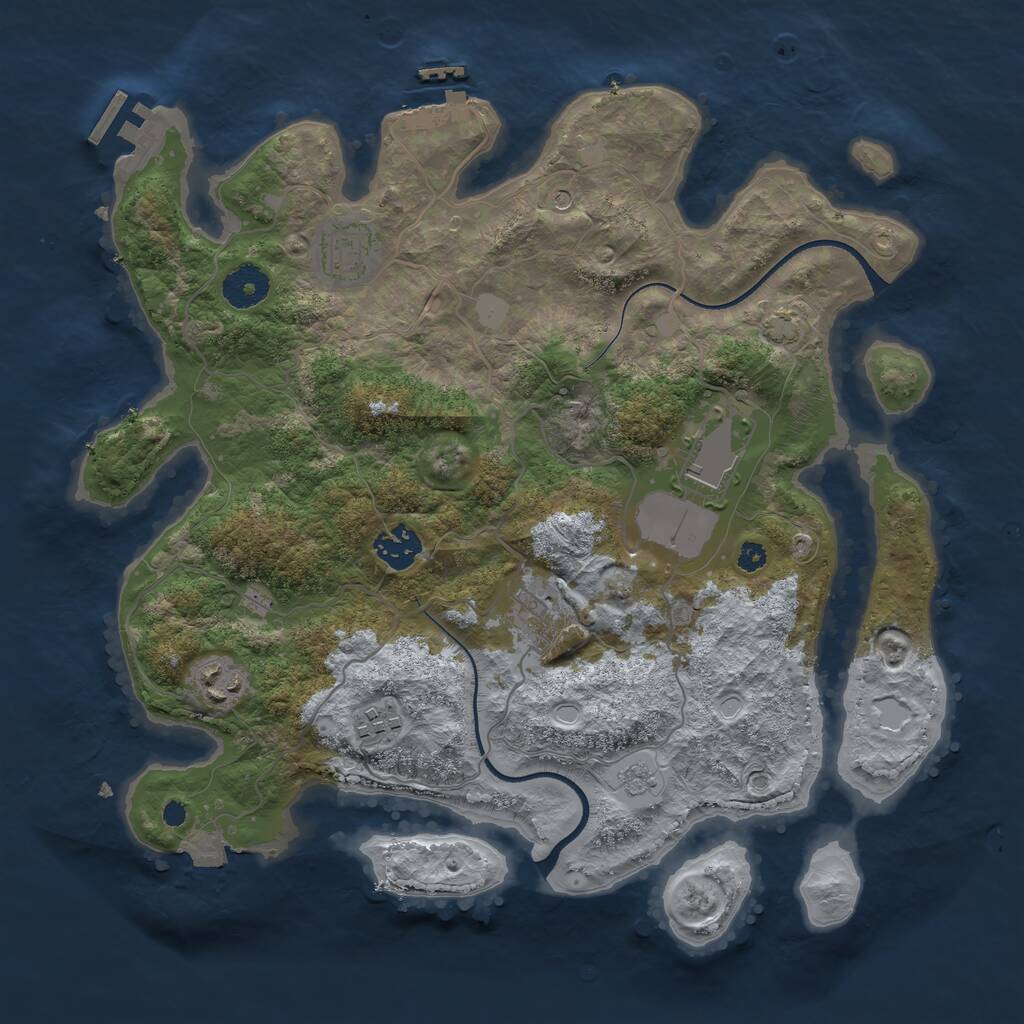 Rust Map: Procedural Map, Size: 3500, Seed: 1880946642, 12 Monuments