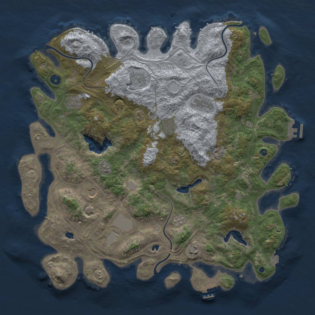 Rust Map: Procedural Map, Size: 4500, Seed: 771993704, 14 Monuments