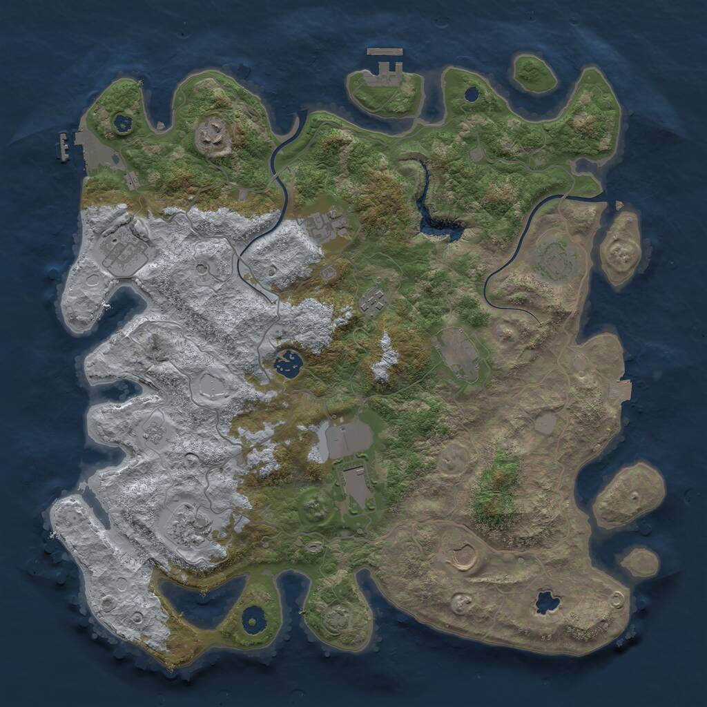 Rust Map: Procedural Map, Size: 4000, Seed: 427880940, 16 Monuments