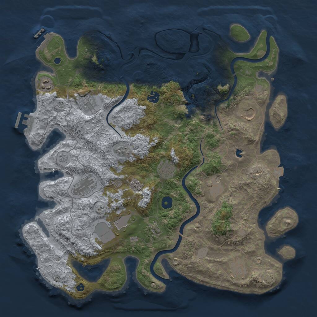 Rust Map: Procedural Map, Size: 4000, Seed: 427880940, 17 Monuments