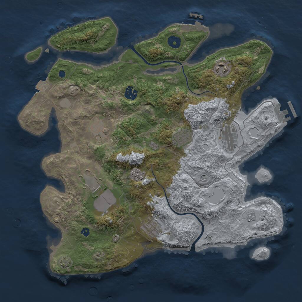 Rust Map: Procedural Map, Size: 3500, Seed: 468031108, 14 Monuments