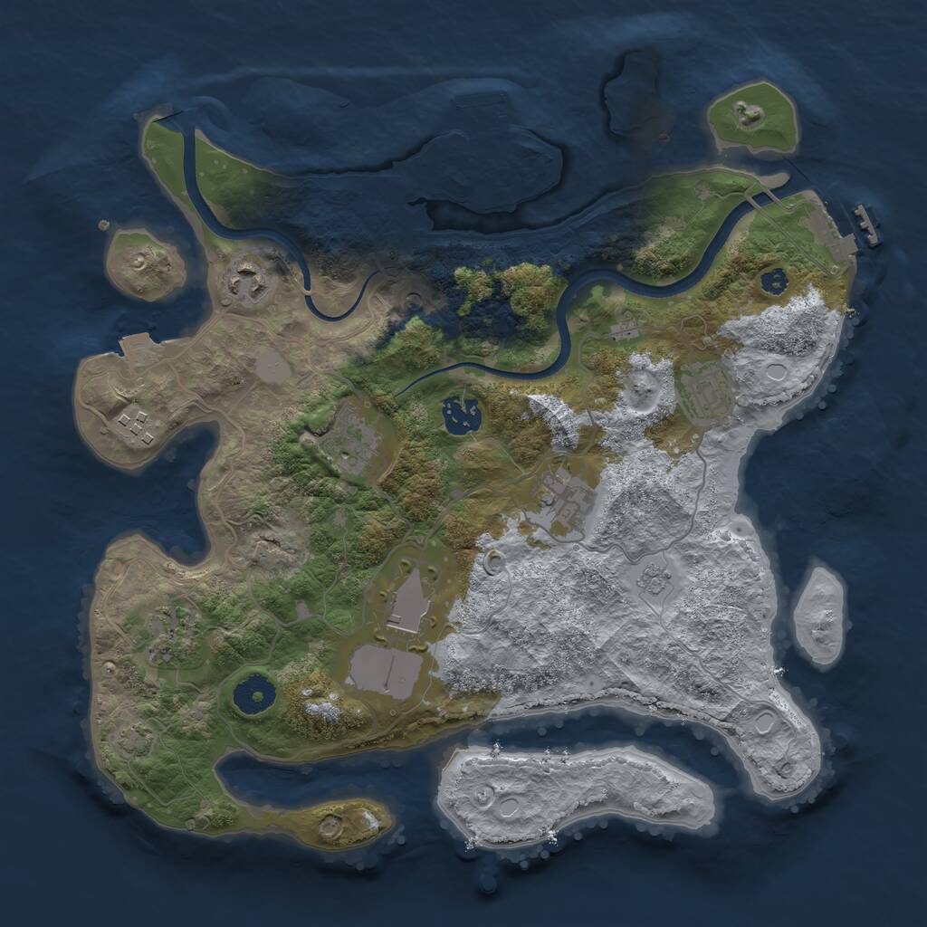 Rust Map: Procedural Map, Size: 3500, Seed: 1768636555, 14 Monuments