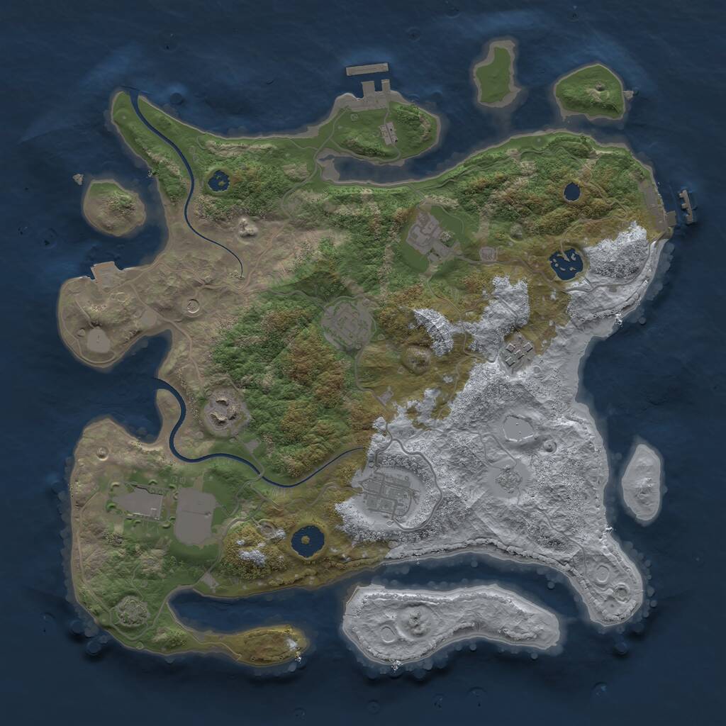 Rust Map: Procedural Map, Size: 3500, Seed: 1768636555, 13 Monuments