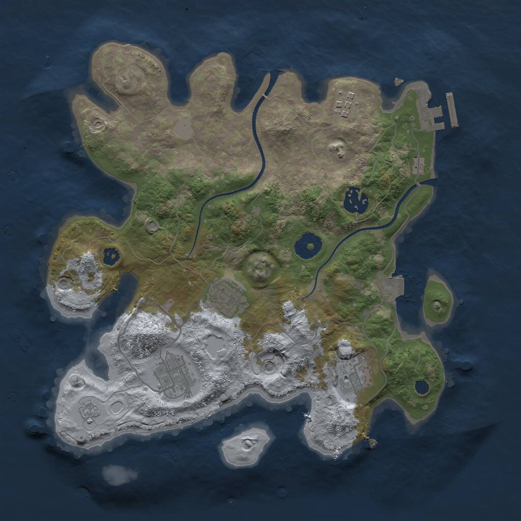 Rust Map: Procedural Map, Size: 3000, Seed: 256478558, 9 Monuments