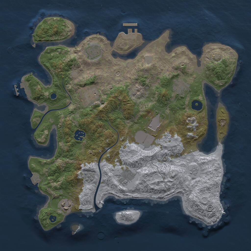 Rust Map: Procedural Map, Size: 3500, Seed: 537315914, 14 Monuments