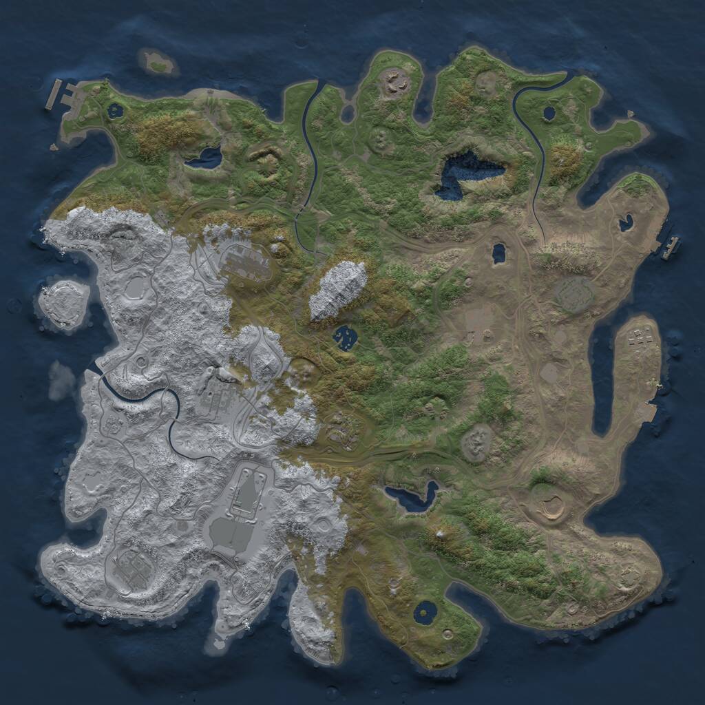 Rust Map: Procedural Map, Size: 4500, Seed: 1369420, 17 Monuments