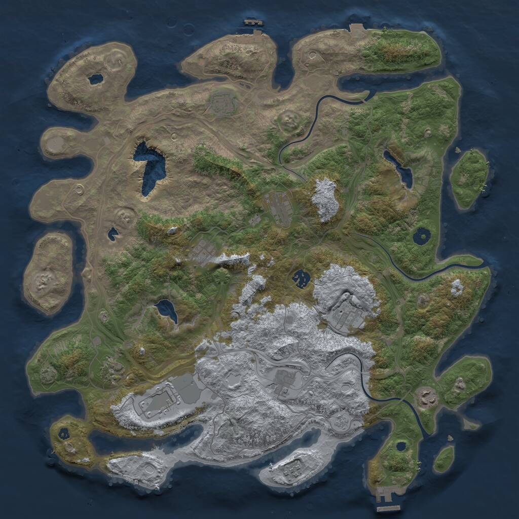 Rust Map: Procedural Map, Size: 4500, Seed: 2098194854, 16 Monuments