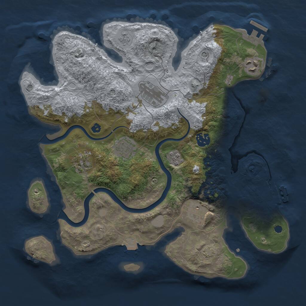 Rust Map: Procedural Map, Size: 3250, Seed: 327018535, 13 Monuments