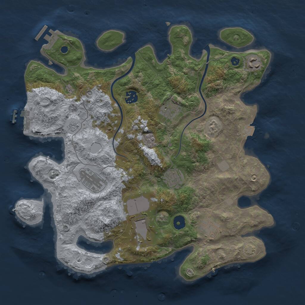 Rust Map: Procedural Map, Size: 3500, Seed: 1448167238, 14 Monuments