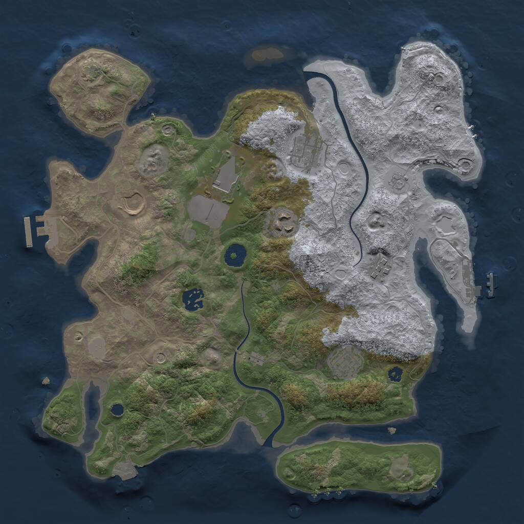 Rust Map: Procedural Map, Size: 3500, Seed: 1982565231, 13 Monuments