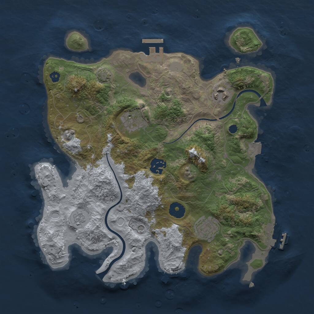 Rust Map: Procedural Map, Size: 3000, Seed: 97592, 10 Monuments