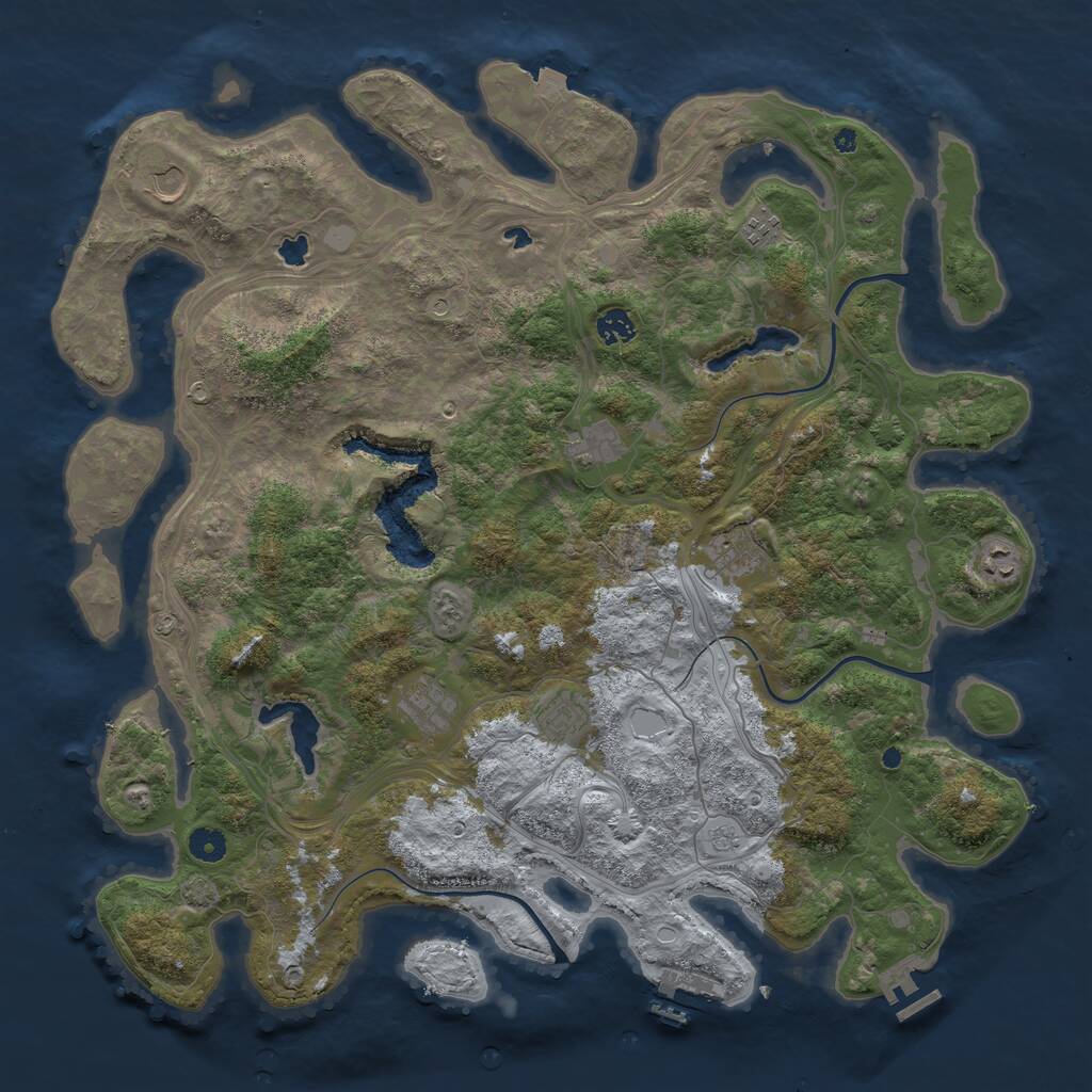 Rust Map: Procedural Map, Size: 4500, Seed: 790175521, 14 Monuments